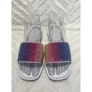 S2 Juicy Couture Yummy Rainbow Slides Bling Sandals Size 7